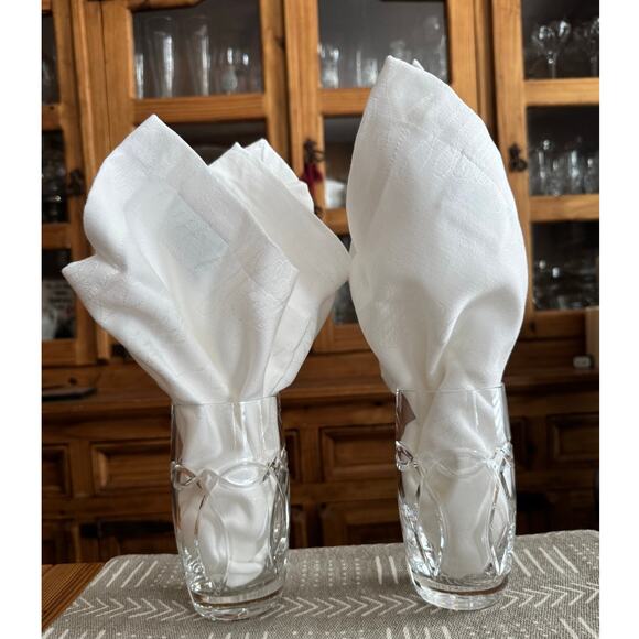 NWT Waterford Crystal formal MAEVE napkins white with design 21”x21” set of 12 - Picture 2 of 16